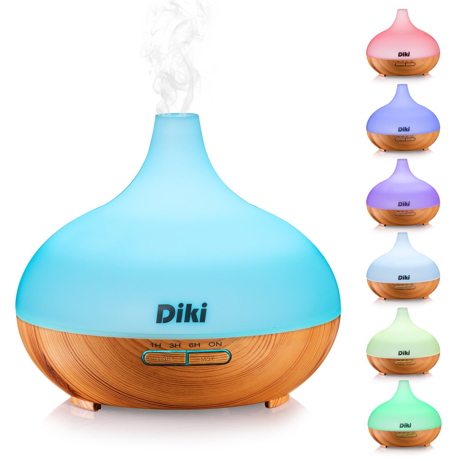 Essential Oil Diffuser DIKI Aroma Cool Mist Humidifier with 7 Color LED Lights Air Ultrasonic Purifiers Vaporizer 300ml Portable Aromatherapy for House Office Bedroom