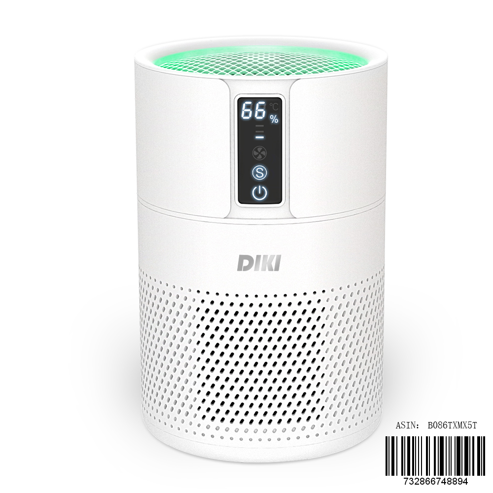 DIKI Air Purifier for Home HEPA Air Filter Smart Air Purifier with Negative Ion Generator, up to 25M², CADR 150m³ / h, Temperature and humidity indicator, Air Cleaner for Allergies, Smoke, Pet Dander